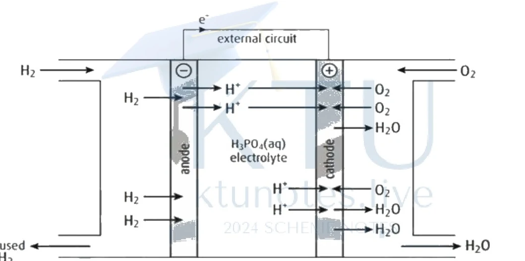 Diagram of a Hydrogen-Oxygen Acid Fuel Cell